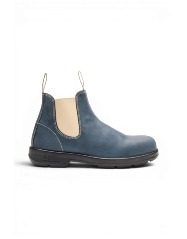 404 Storm Blue Leather Outdoor Chelsea Boots