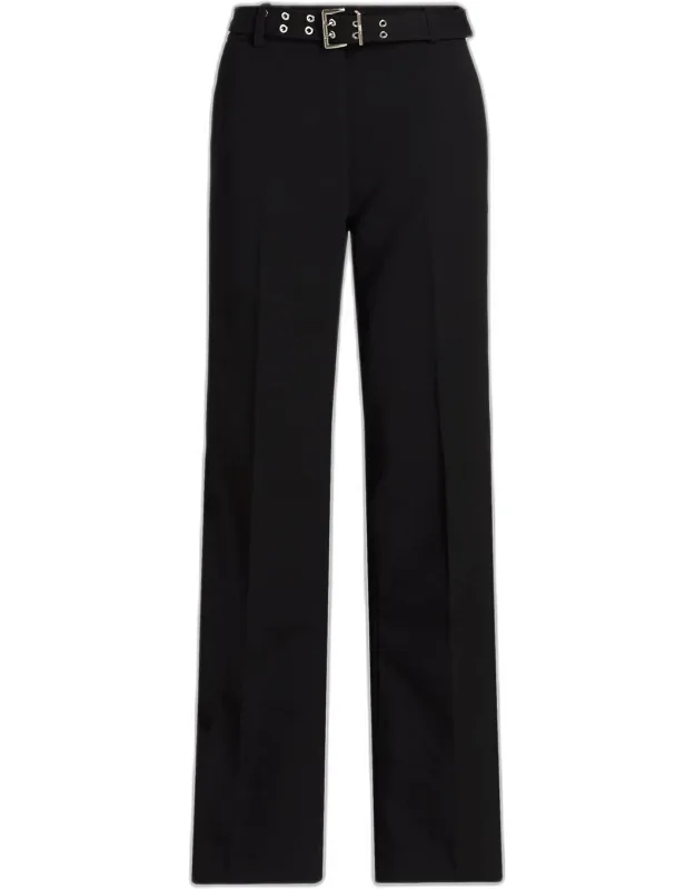 Bonded Crepe Belted Pants