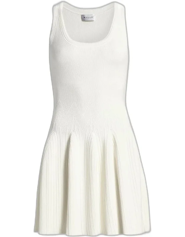 Rib-knit A-line Mini Dress