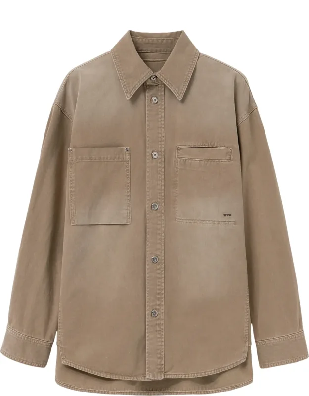 Cotton Shirt With Pointed Collar And Logo Detail