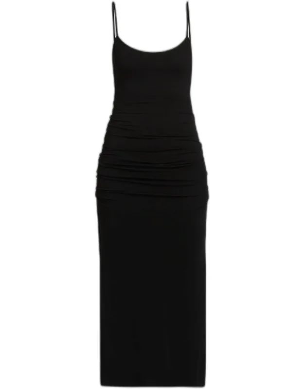 Draped Jersey Slip Midi Dress