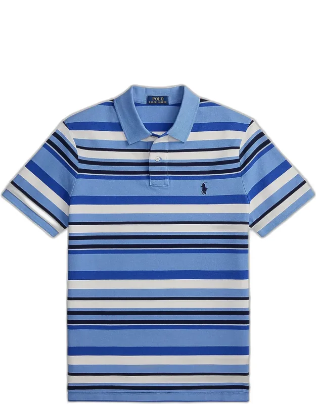 Striped Stretch-cotton Knit Polo Shirt