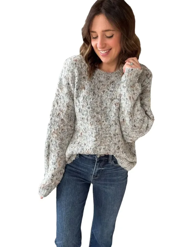 Textured Weave Crewneck Sweater