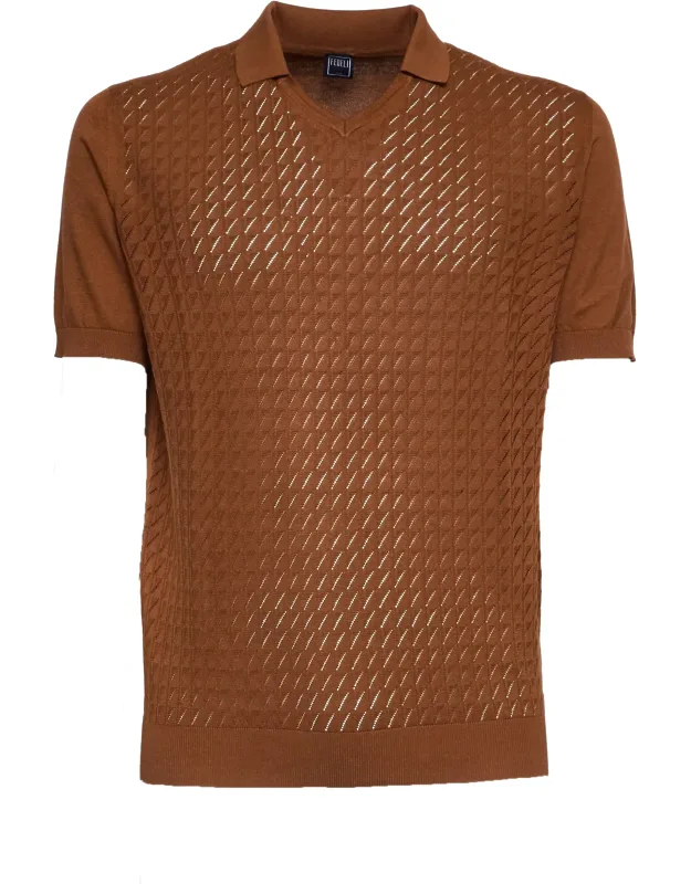 Giza Cotton V-neck Polo Shirt
