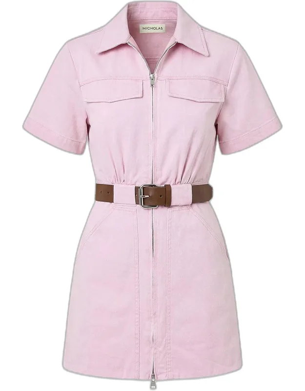 Belted Denim Utility Mini Dress