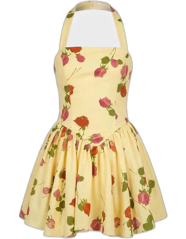 Floral Linen-blend Mini Dress