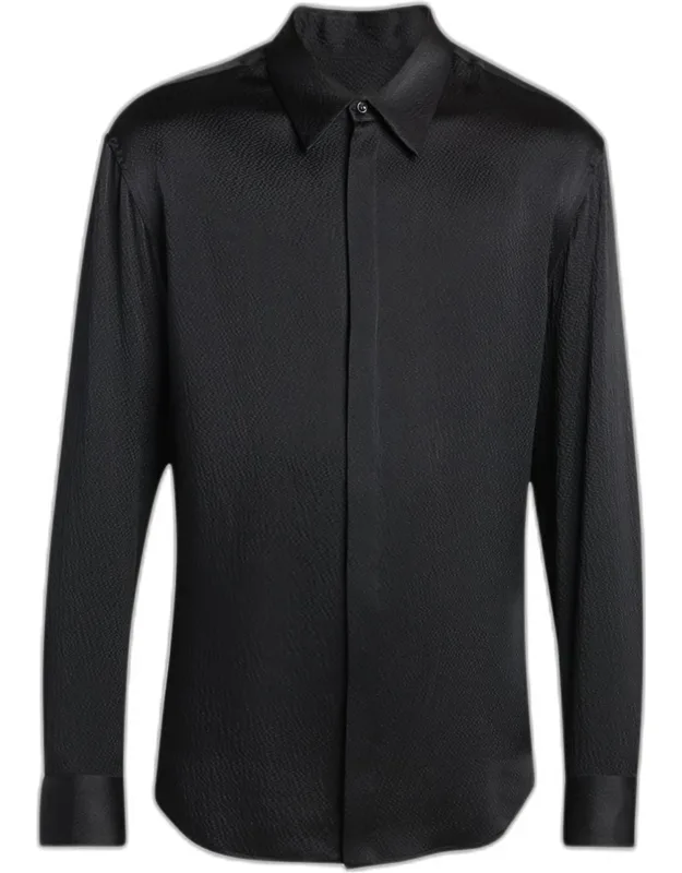 Printed Silk Button-front Shirt