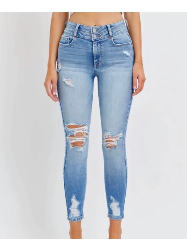 High Rise Distressed Skinny Jeans