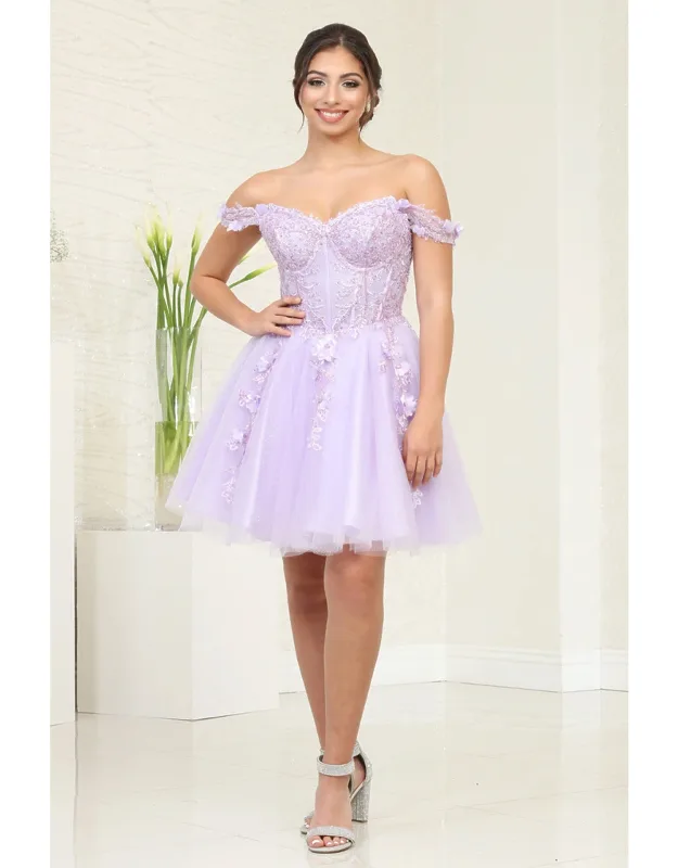 Floral Lace Off Shoulder Bridesmaid Dress