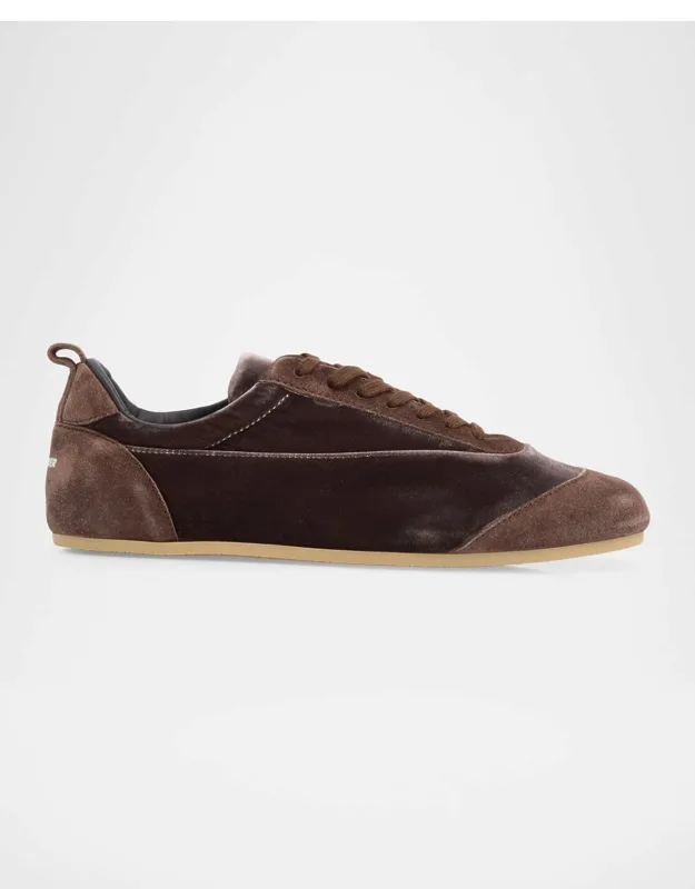Etage Velvet And Suede Low-top Sneakers
