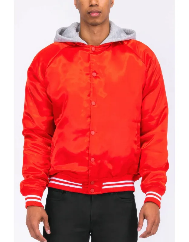 Satin Varsity Bomber Jacket