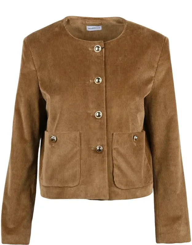 Corduroy Jacket With Velvet Details And Jewel Buttons