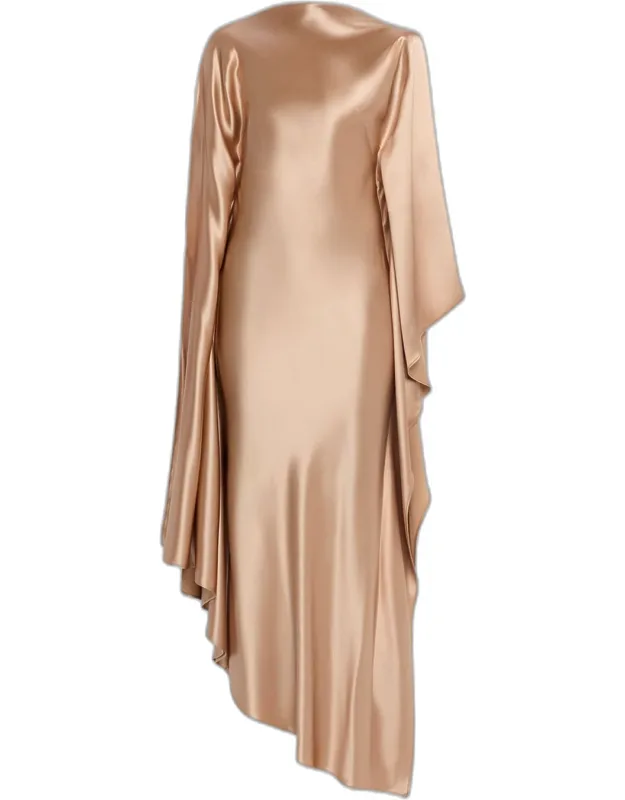 Draped Satin Maxi Dress