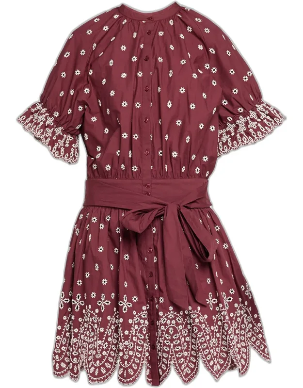 Embroidered Mini Shirtdress