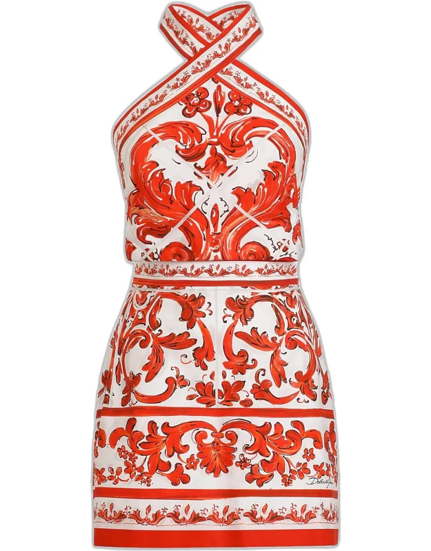 Majolica Cotton Poplin Mini Dress