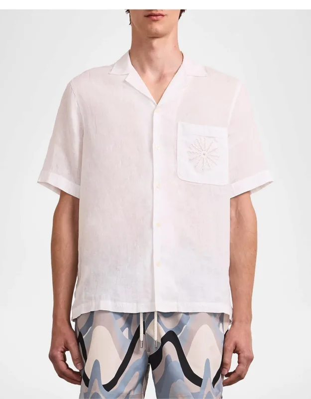 Alves Embroidered-trim Linen Camp Shirt