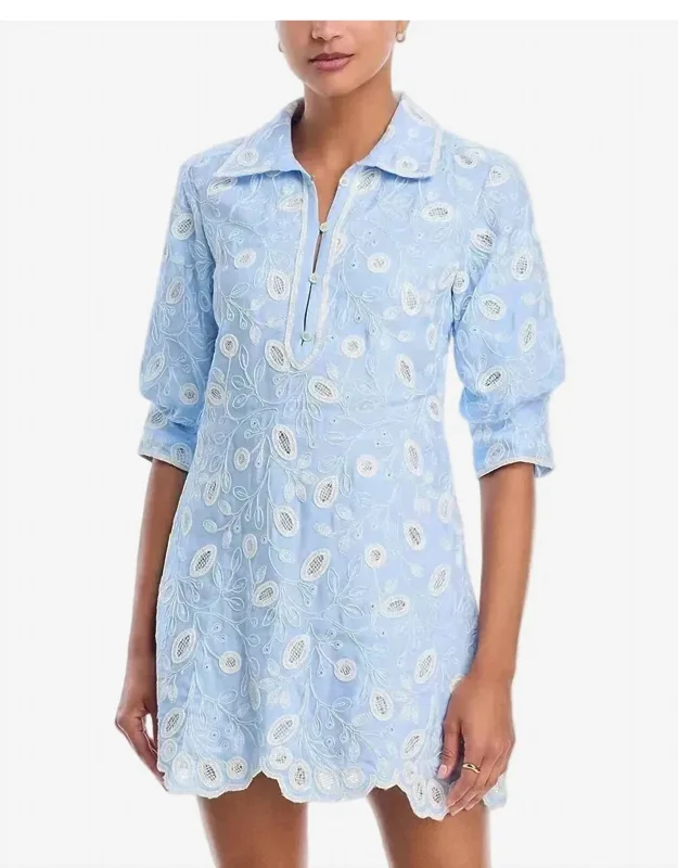 Embroidered Linen Mini Dress