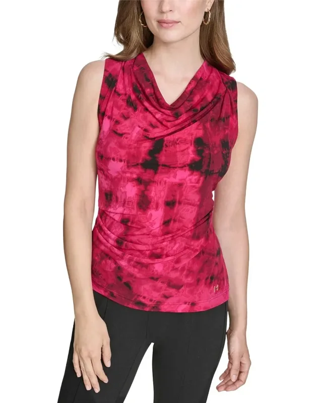 Printed Cowl Neck Jersey Top