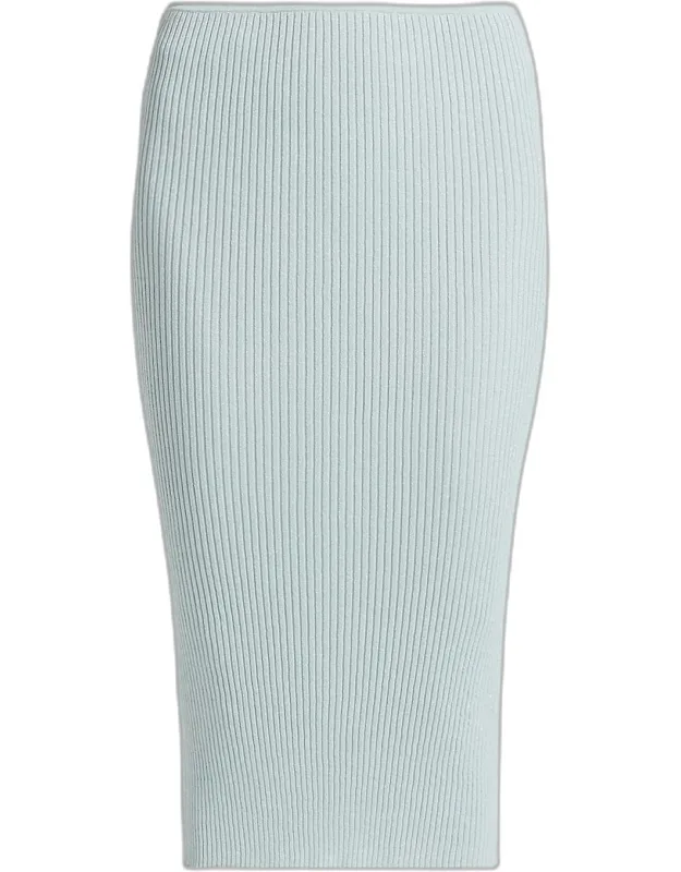 Rib-knit Pencil Midi Skirt