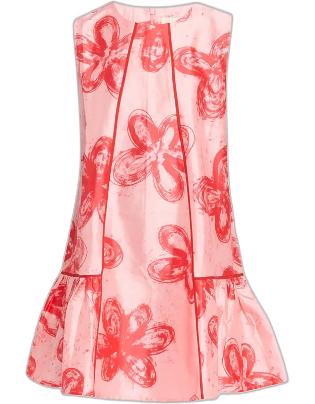 Talis Floral-print Flounce Mini Dress