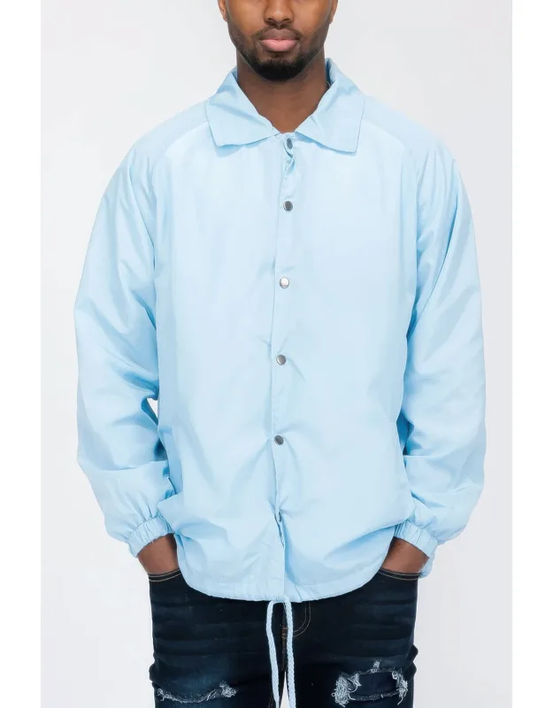 Casual Windbreaker Coaches Jacket - Durable, Waterproof Finish