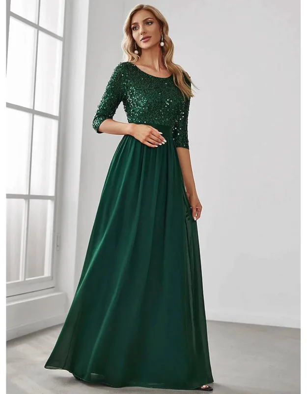 Elegant Round Neckline Sequins Dress