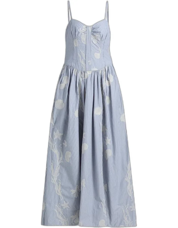 Embroidered Cotton-blend Maxi Dress