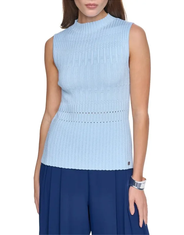 Sleeveless Mock Neck Sweater