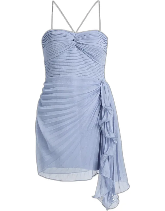 Pleated Draped Mini Dress