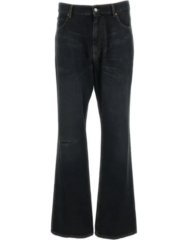 Straight-leg Cutout Knee Jeans