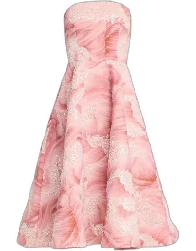 Floral Sequin Beaded Midi Dress