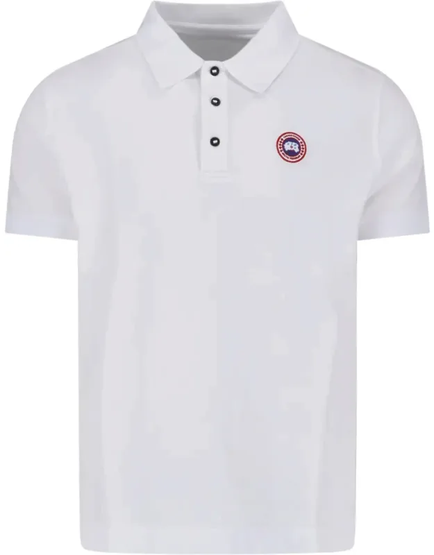 Minimally Designed Short-sleeve Polo Shirt With Button Placket And Embroidered Patch