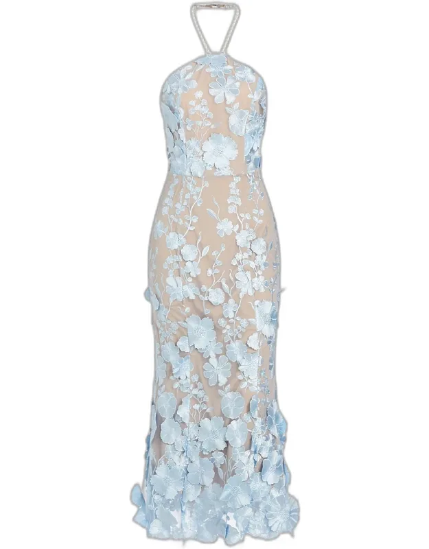 Floral Appliqué Midi Dress