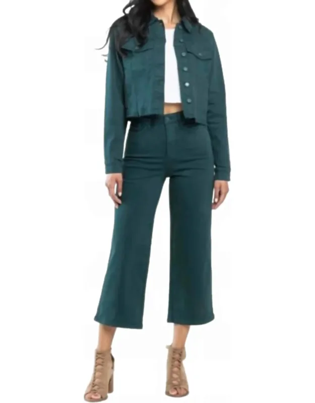 High Waist Tummy Control Wide Leg Crop Jeans