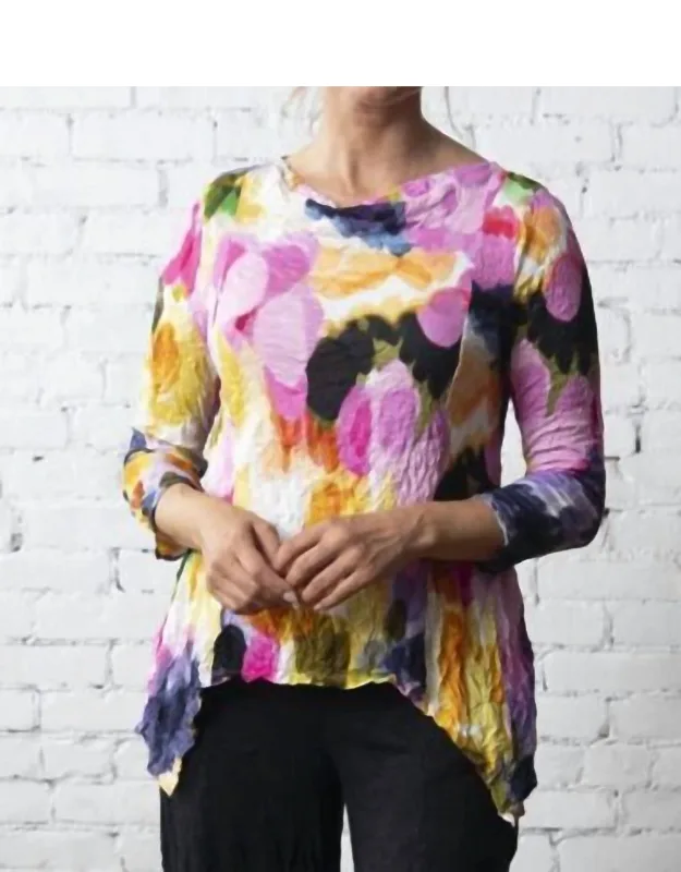 Tissue Crinkle Drape Collar Tunic