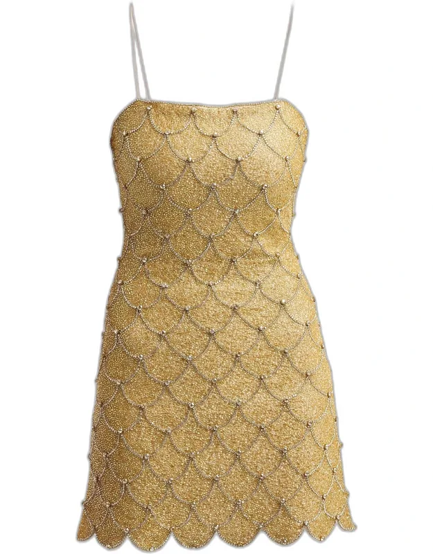 Embellished Scallop Mini Dress