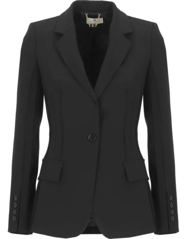 Embroidered Logo Flap Blazer