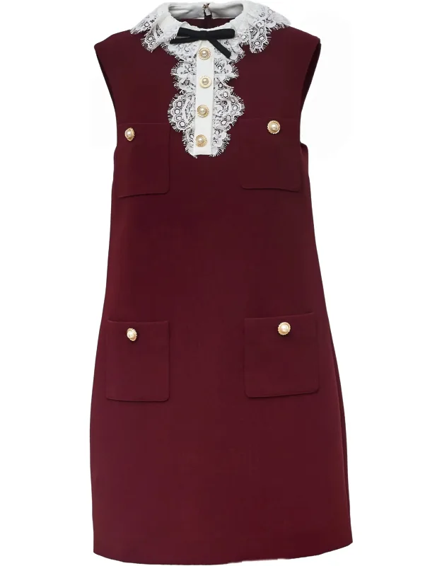 Mini Dress With Lace Ruffled Collar