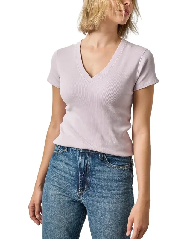 Sunwashed Cap Sleeve V-neck T-shirt