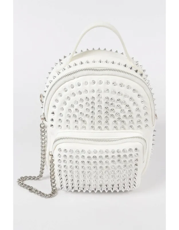 Studded Backpack With Chain Zipper