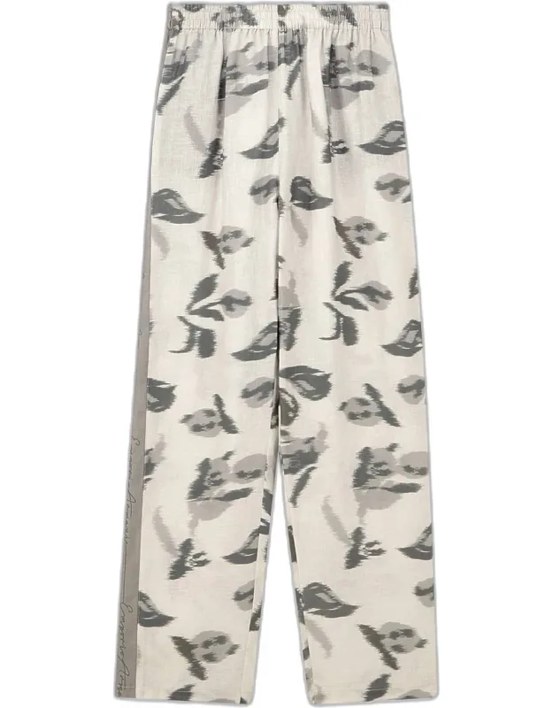 Flower Print Linen Trousers