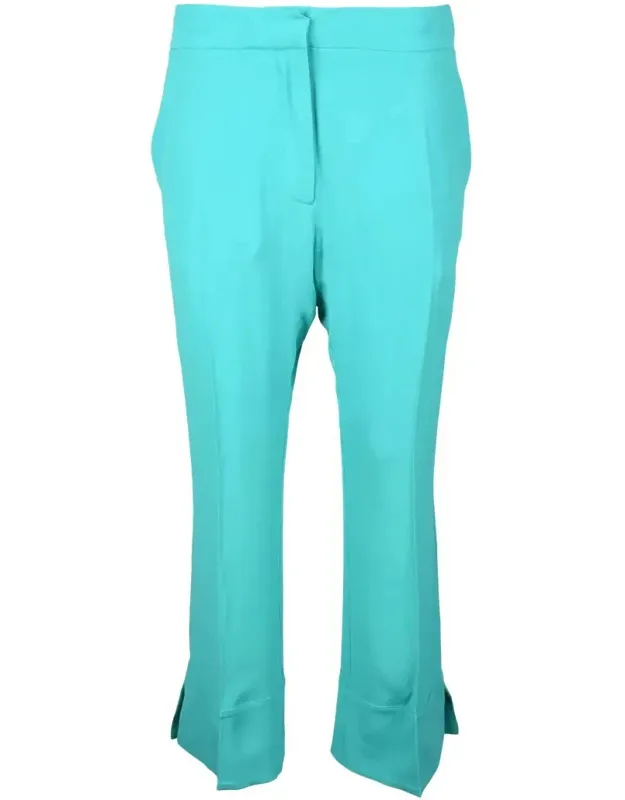 Cropped Trousers With Flared Hem And Side Slits