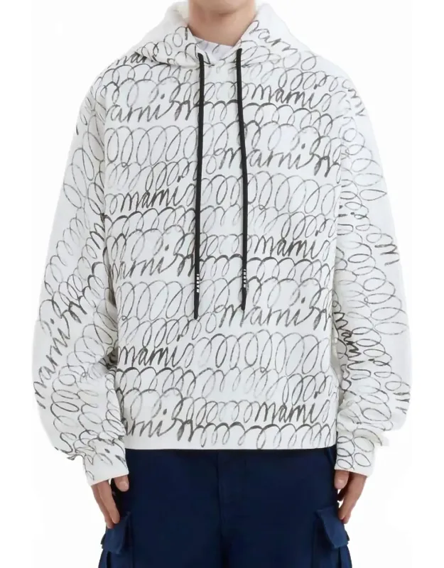Scribbled Organic Cotton Motif Hoodie