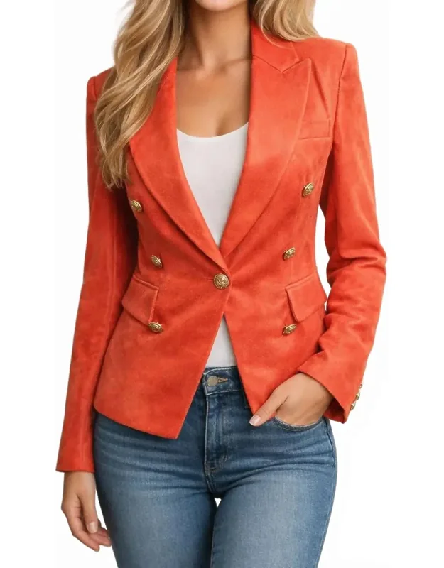 Double Breasted Faux Suede Blazer