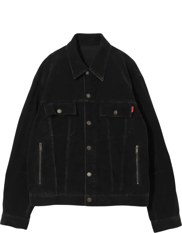 Front Button Fastening Denim Jacket With Bold Embroidery