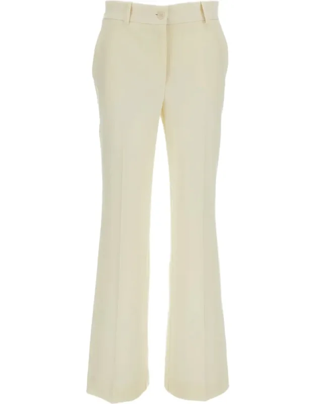 Stretch Wool Tailored Straight-leg Pants