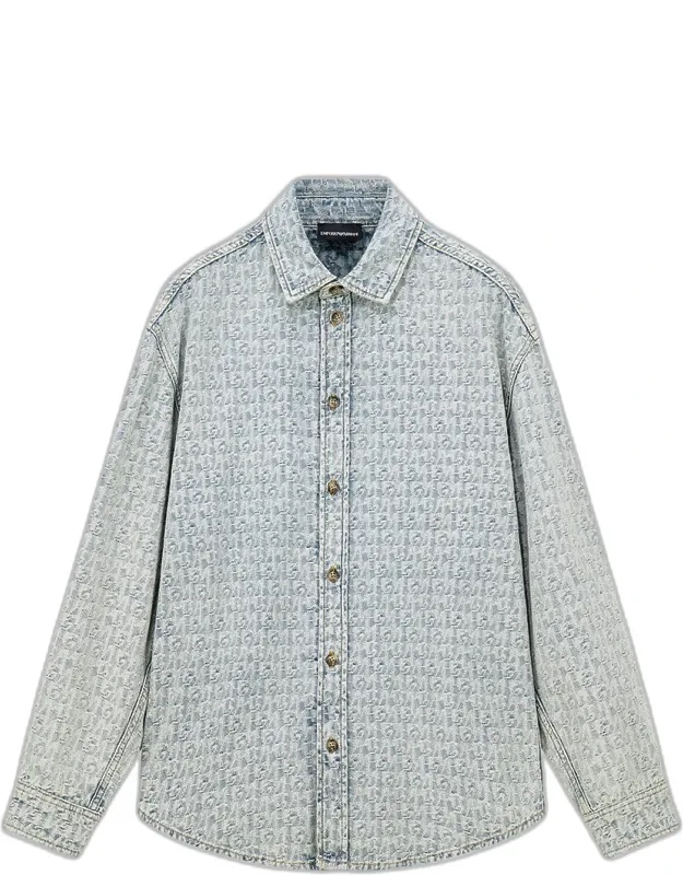 Monogram Denim Button-front Shirt