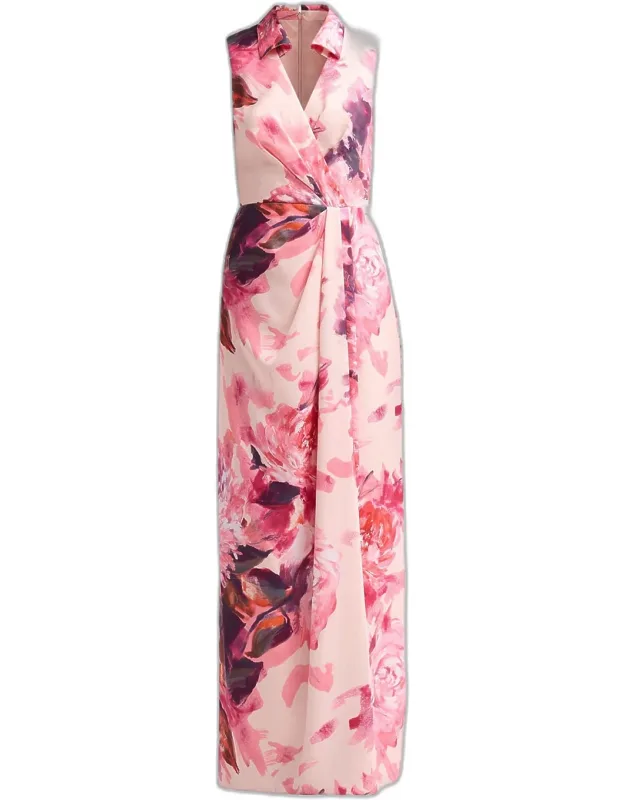 Floral Sateen A-line Maxi Dress