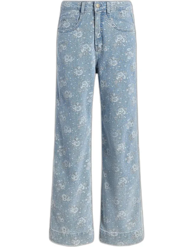 Bouquet-print Wide-leg Jeans