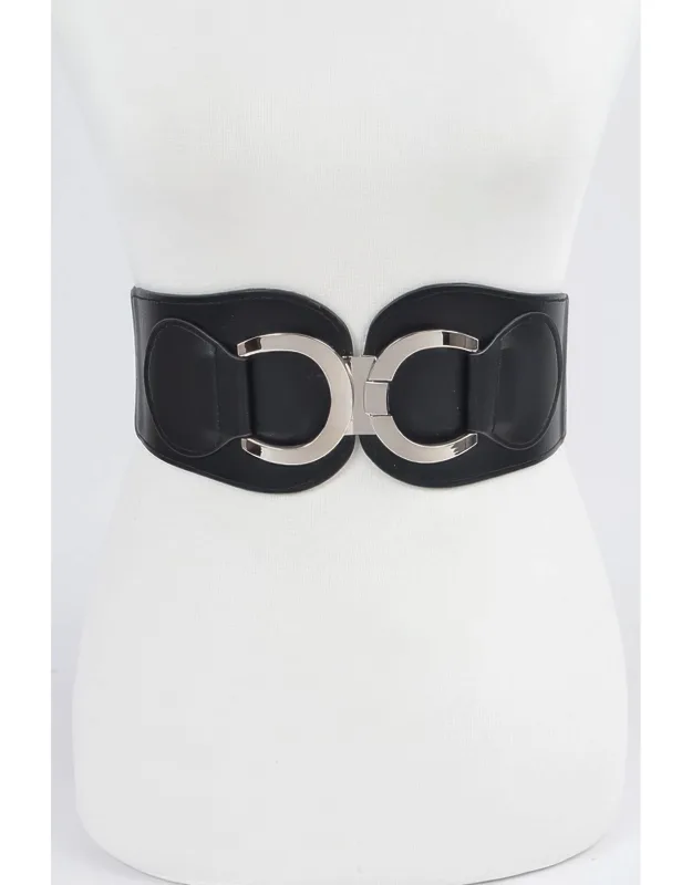 Faux Leather Wide Elastic Belt - Durable Design, Flexible Fit